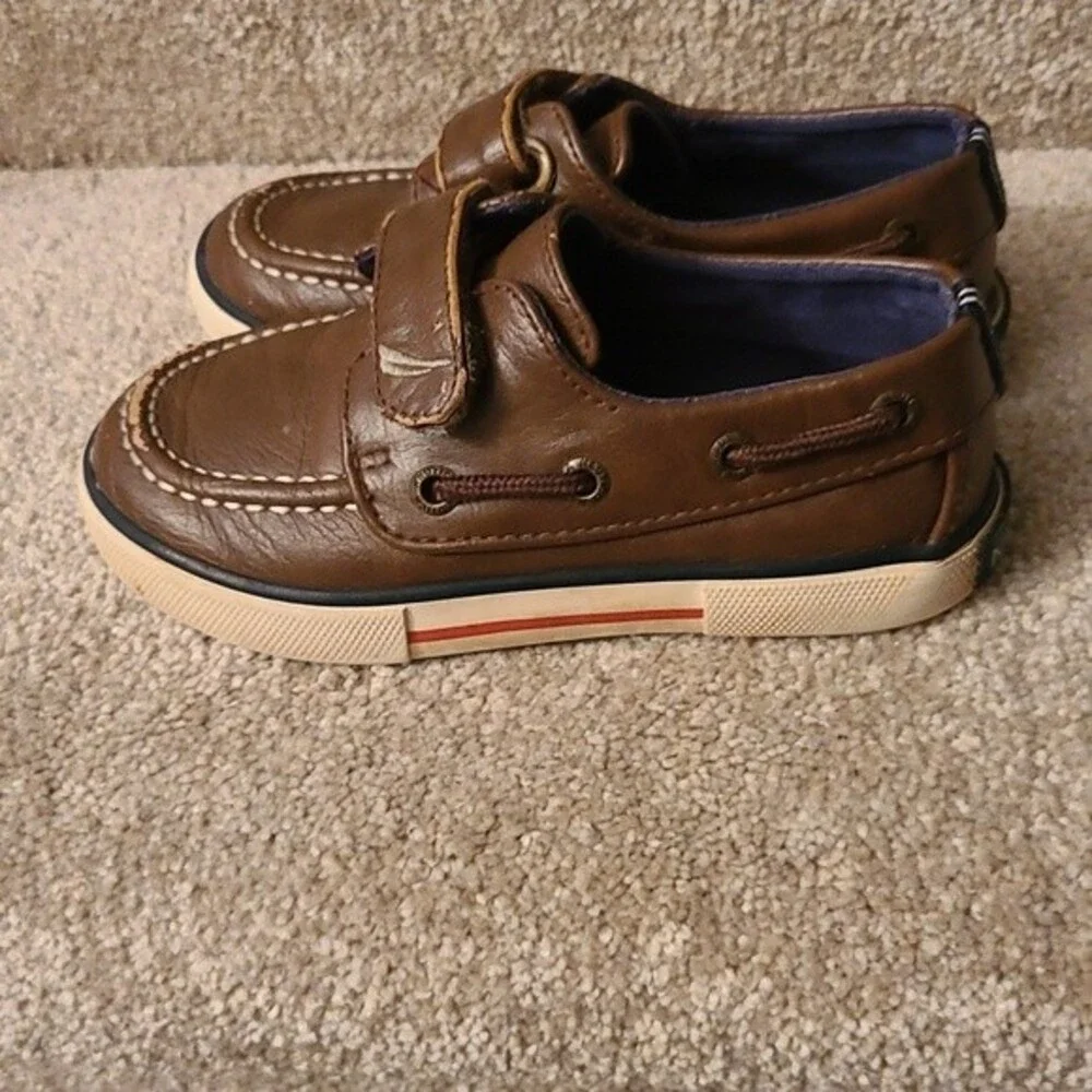 Nautica Toddler Brown Leather Loafer Boat Shoes Size 9